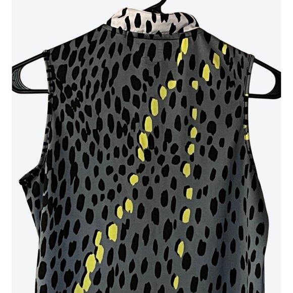 Jamie Sadock Women's XS 1/4 Zip Sleeveless Golf Top Gray, Black Yellow Geometric - Picture 4 of 5